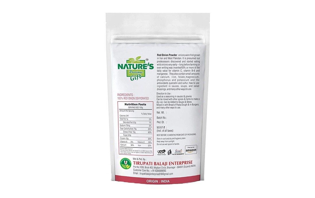 Nature's Gift Red Onion Powder    Pack  250 grams